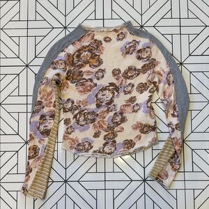 We The Free Floral Long Sleeve Top - Cream and Gray